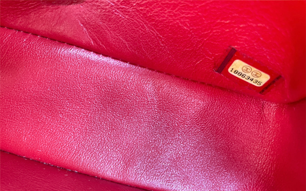 Chanel Red Quilted Caviar Leather Mini Rectangle Flap Bag