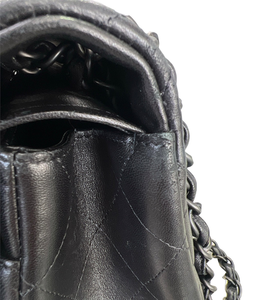 Chanel So Black Lambskin Jumbo Double Flap Bag