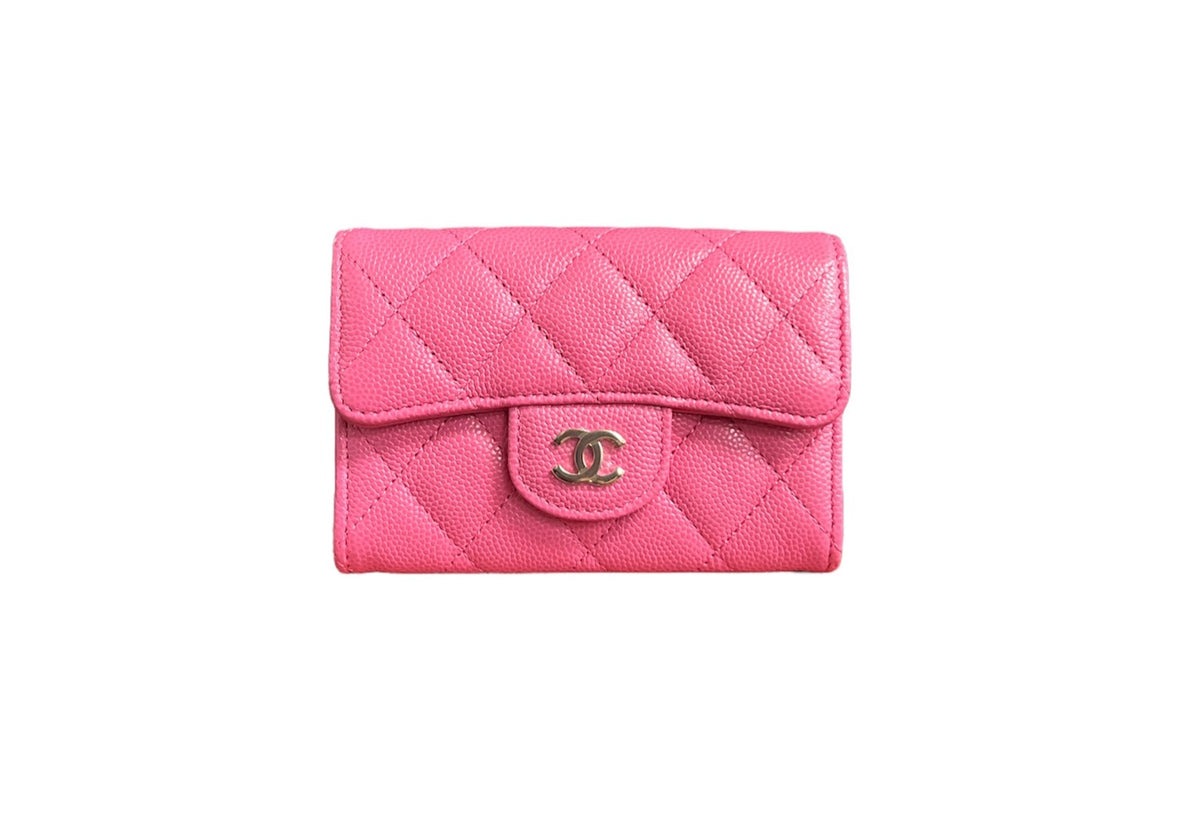 Chanel Pink Caviar Snap Card Holder