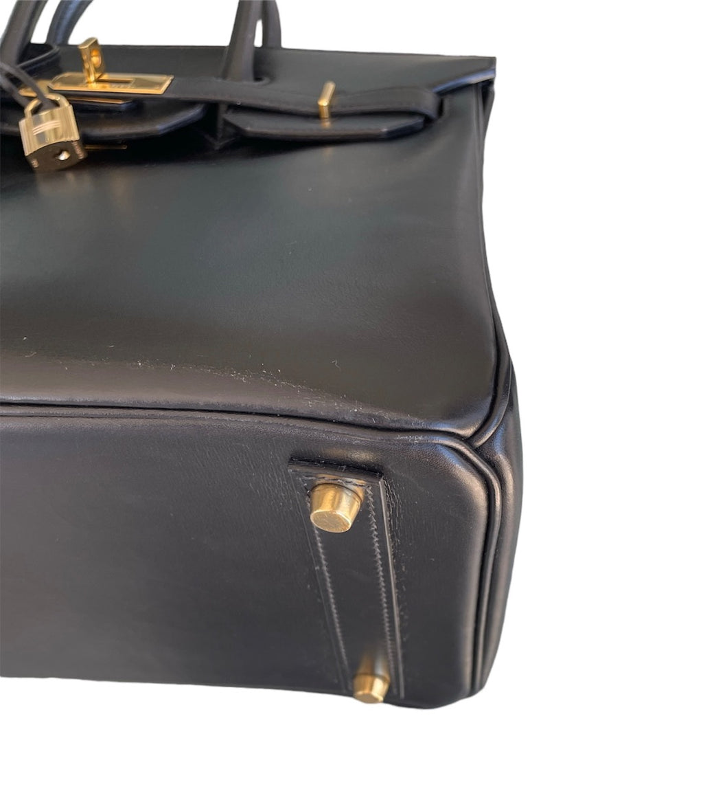 2004 Hermes Noir Box Calf HAC Birkin 32 WGH