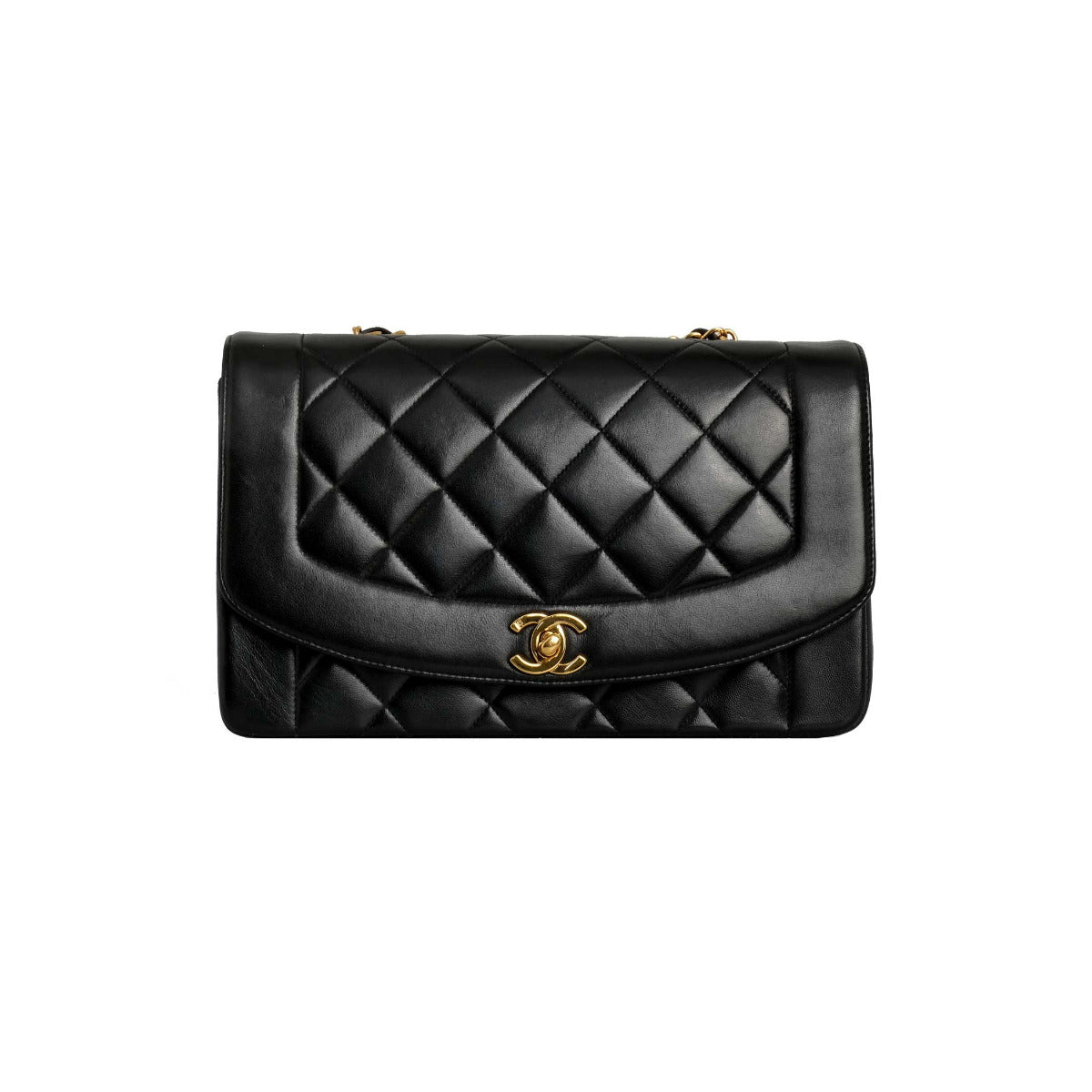 Chanel Vintage Black Lambskin Diana Flap Bag