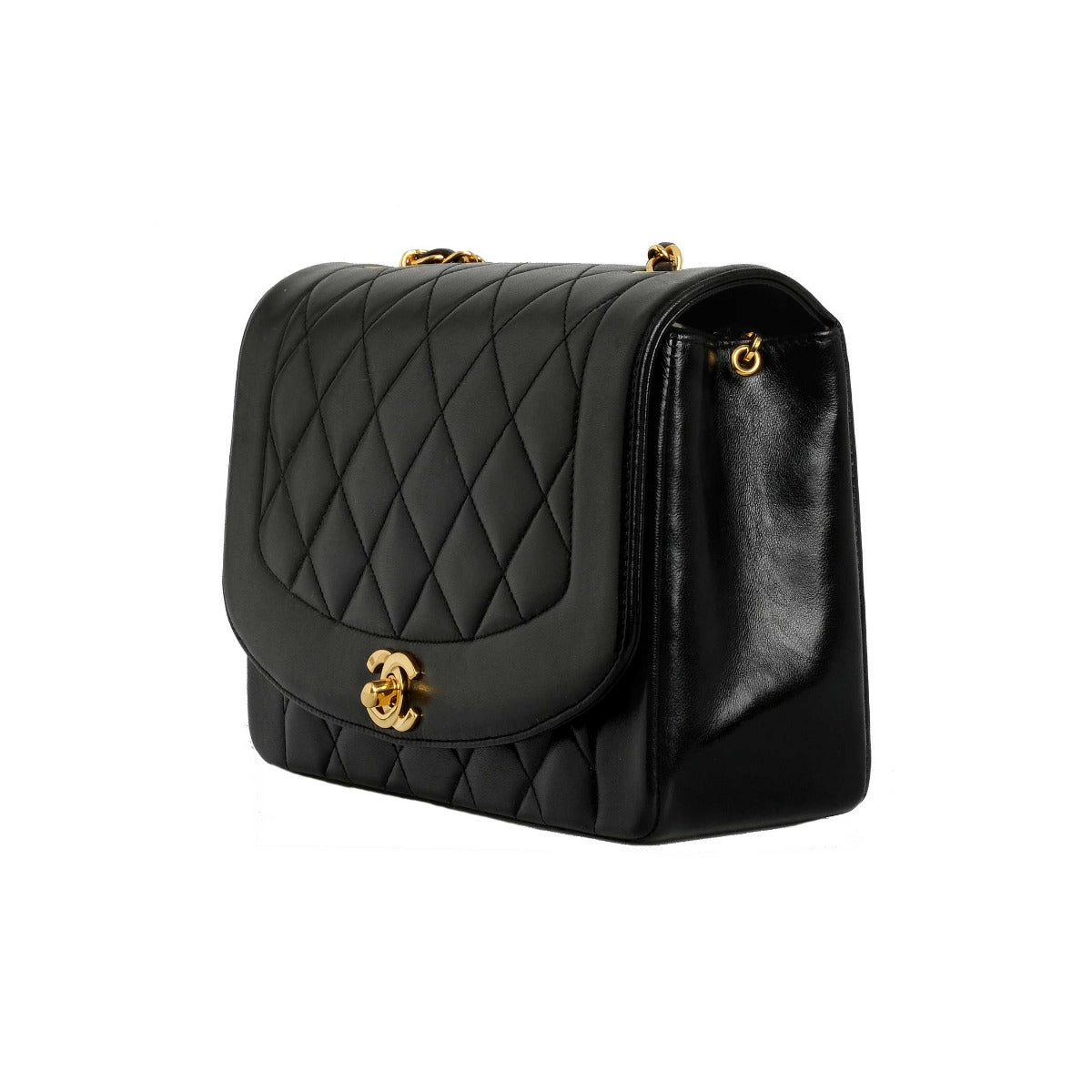 Chanel Vintage Black Lambskin Diana Flap Bag