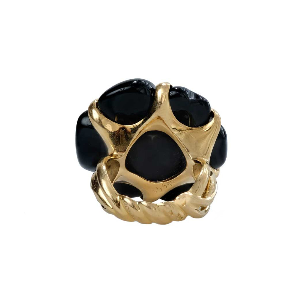 Chanel Onyx Camélia Cocktail 18K Ring