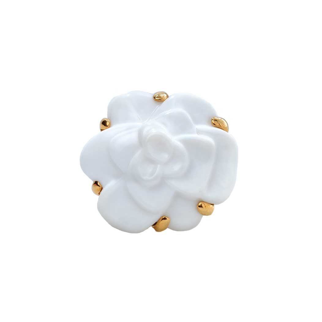 Chanel Cream Camellia Cocktail 18K Ring