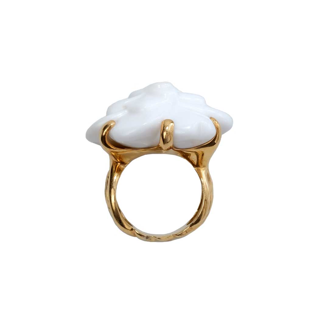 Chanel Cream Camellia Cocktail 18K Ring
