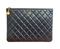 Chanel Navy Lambskin Medium Quilted O-Case