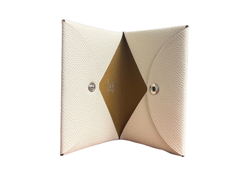 Hermes Calvi Verso Nata/Sesame Card Holder/Wallet