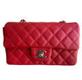 Chanel Red Quilted Caviar Leather Mini Rectangle Flap Bag