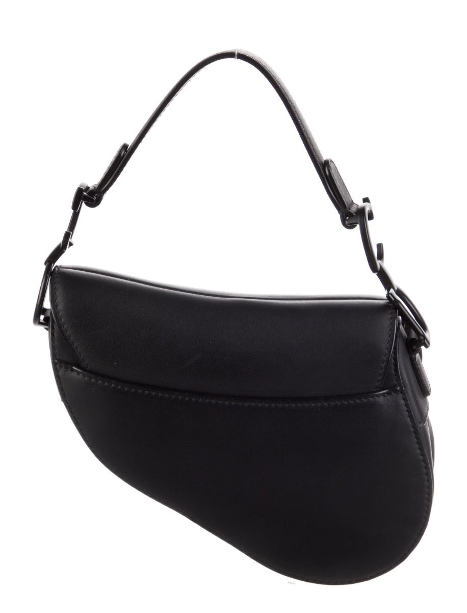 Dior Ultramatte Black Calfskin Mini Saddle Bag