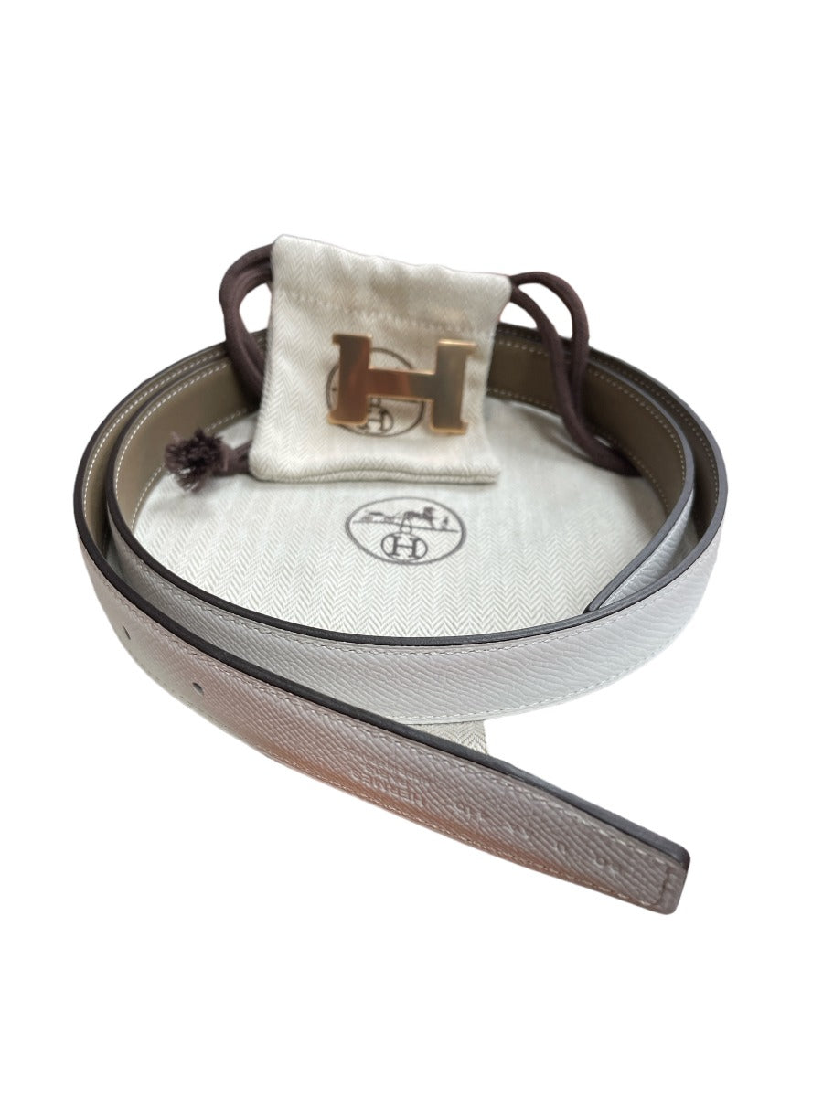 Hermes Rose Reversible Epson leather Swift Belt