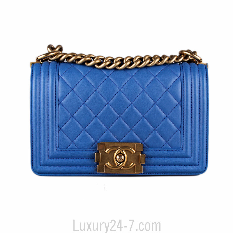Chanel Blue Quilted Small Boy Bag