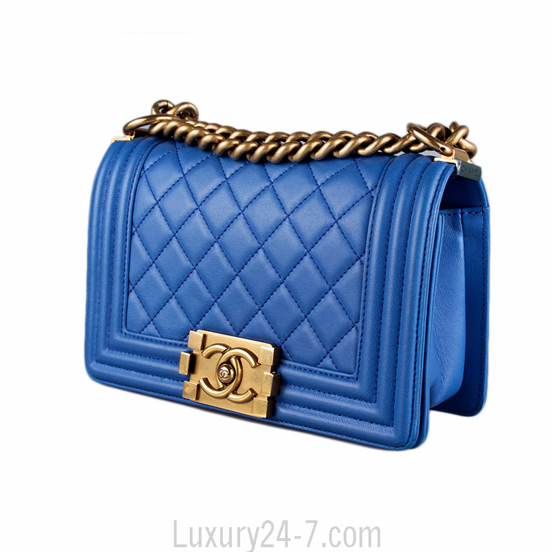 Chanel Blue Quilted Small Boy Bag