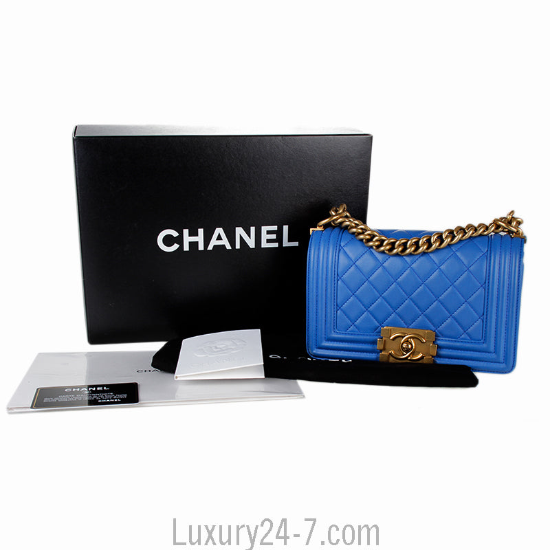 Chanel Blue Quilted Small Boy Bag