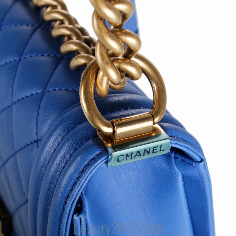 Chanel Blue Quilted Small Boy Bag