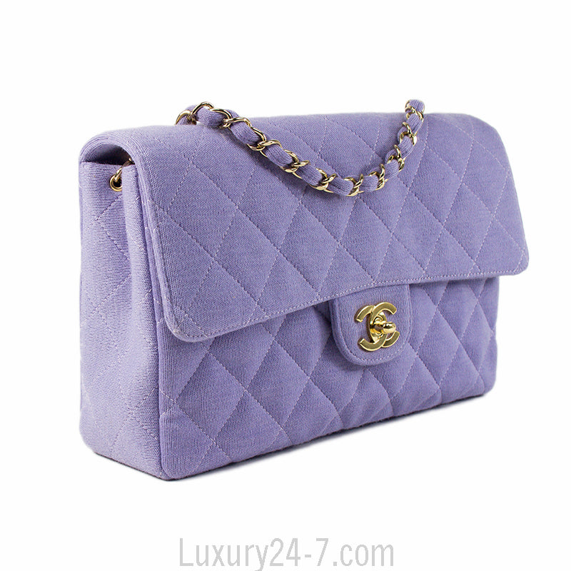 Chanel Lavender Jersey Single Flap Bag