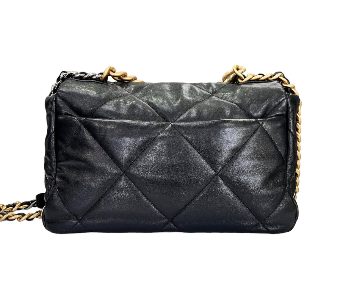 Chanel Black Lambskin Large Chanel 19 Bag