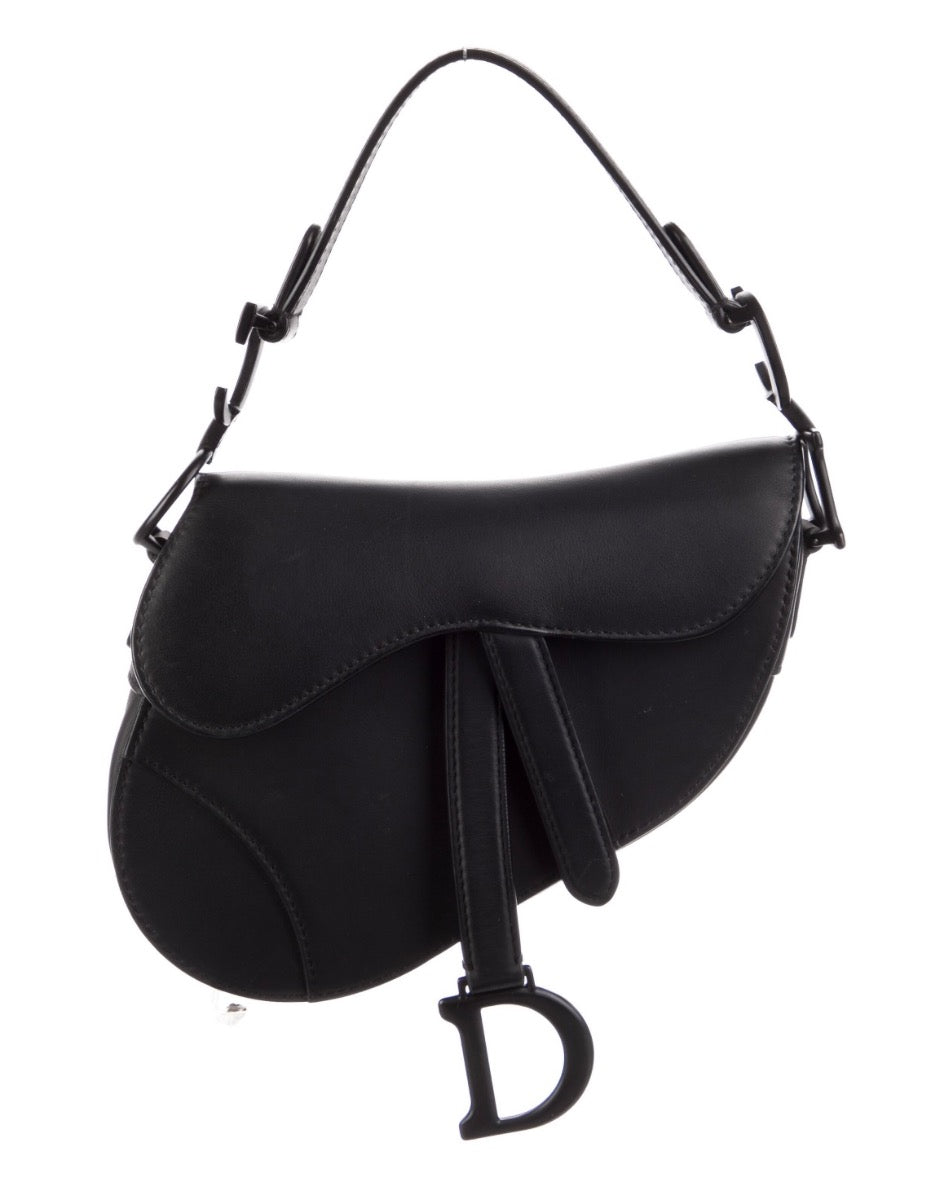 Dior Ultramatte Black Calfskin Mini Saddle Bag