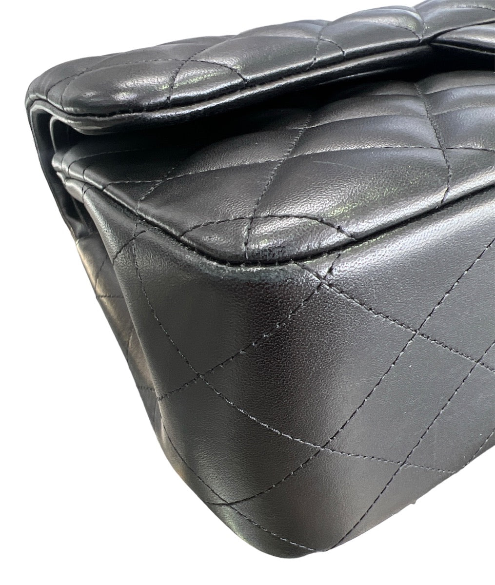 Chanel So Black Lambskin Jumbo Double Flap Bag