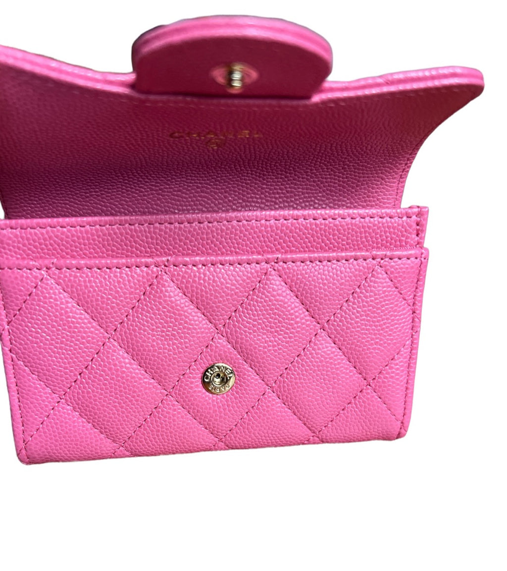 Chanel Pink Caviar Snap Card Holder