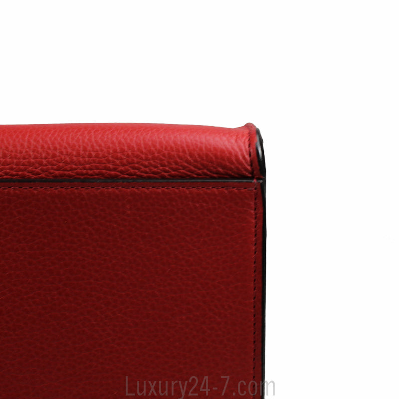 Celine Drummed Calfskin Vermillion Medium Trapeze Bag
