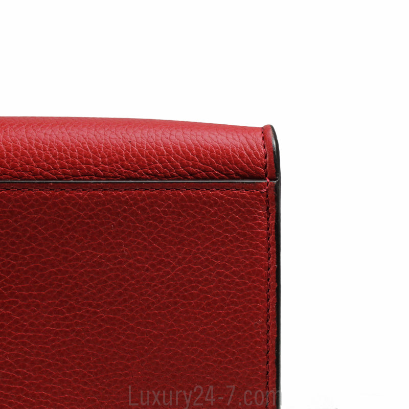 Celine Drummed Calfskin Vermillion Medium Trapeze Bag
