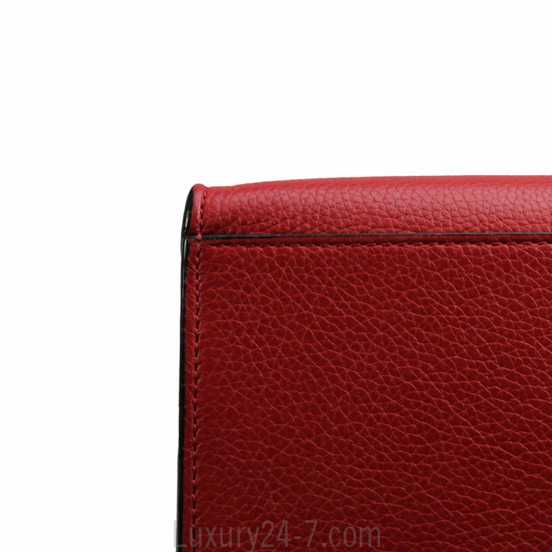 Celine Drummed Calfskin Vermillion Medium Trapeze Bag