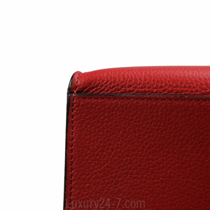 Celine Drummed Calfskin Vermillion Medium Trapeze Bag