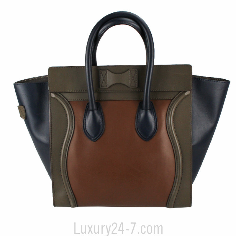 Celine Smooth Leather Tricolor Mini Luggage Tote