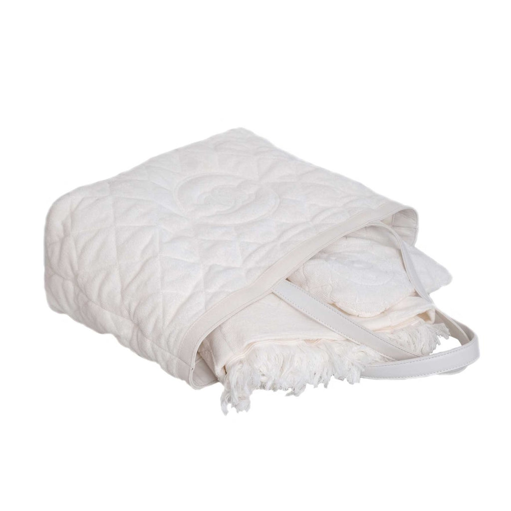 Chanel Ivory Terry Cloth CC Beach Towel Set