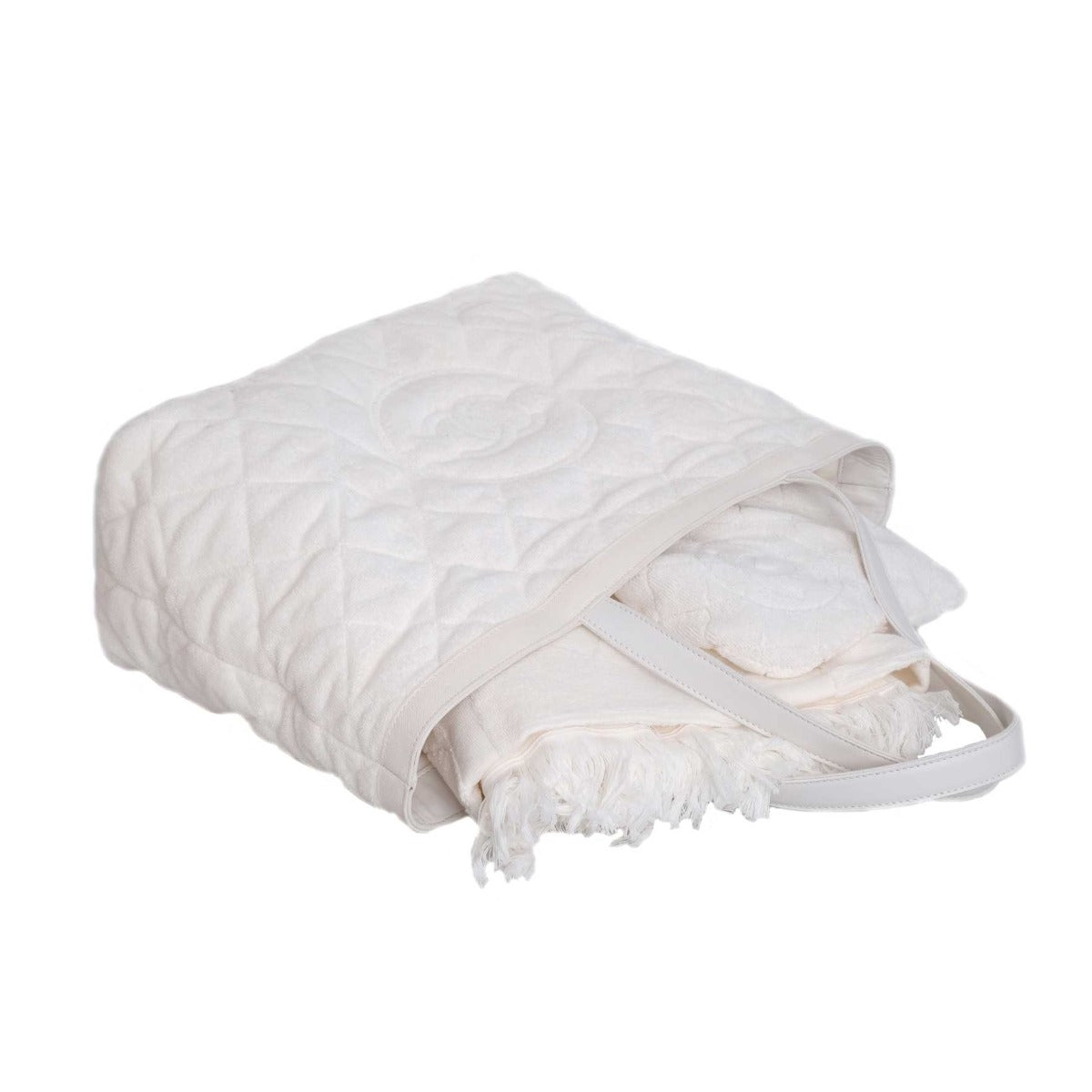 Chanel Ivory Terry Cloth CC Beach Towel Set