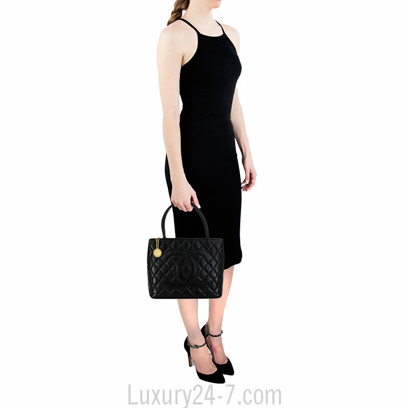 Chanel Black Caviar Medallion Tote