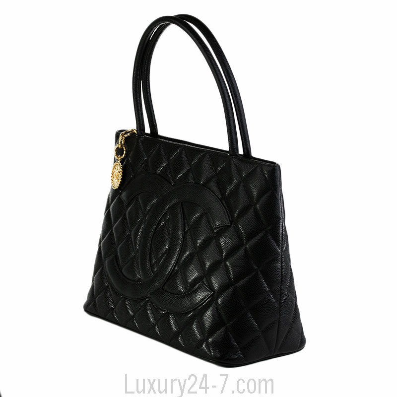 Chanel Black Caviar Medallion Tote