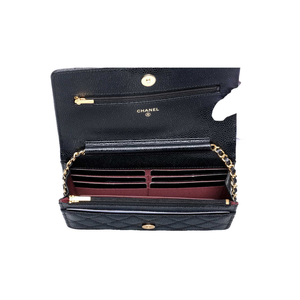 CHANEL Caviar Classic Quilted Wallet On Chain