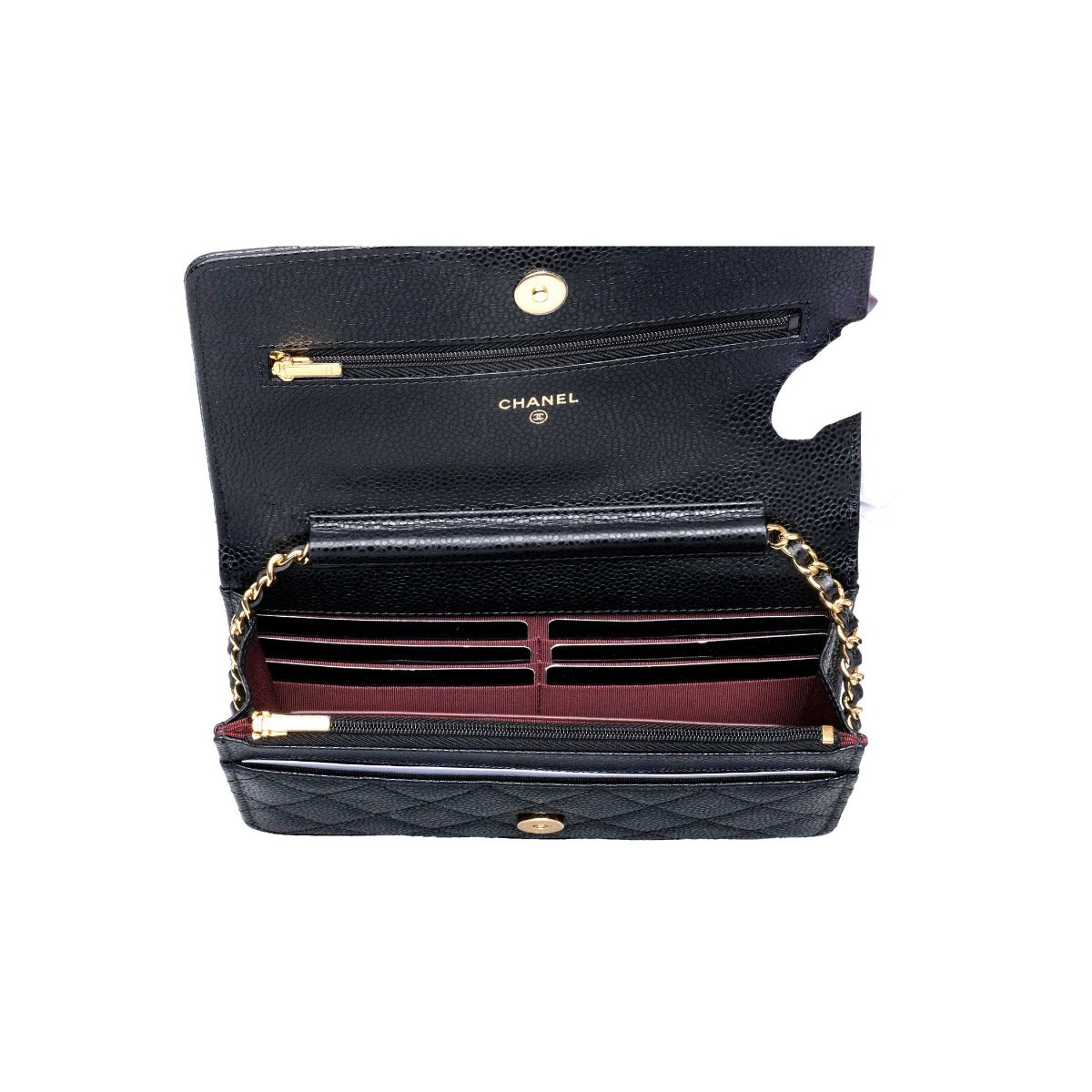 CHANEL Caviar Classic Quilted Wallet On Chain