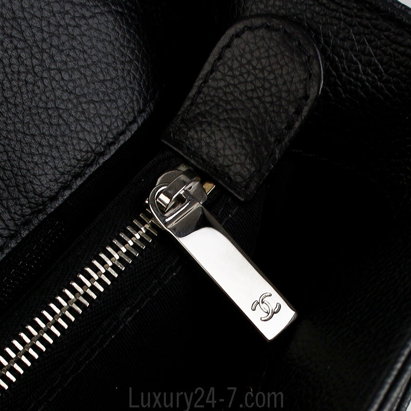 Chanel Black Cerf Tote w/ Strap Bag