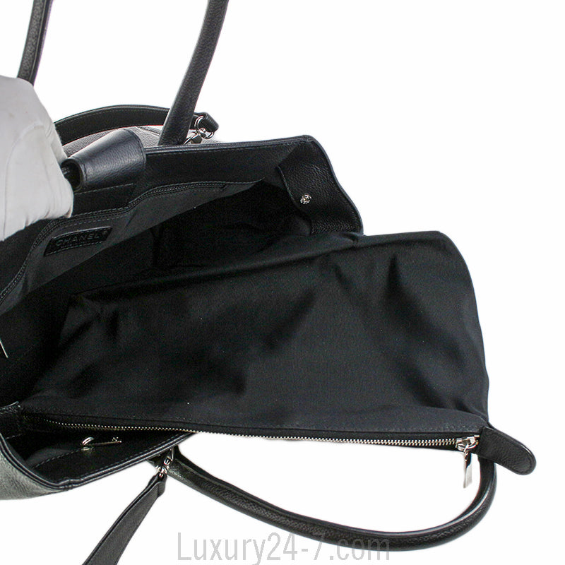 Chanel Black Cerf Tote w/ Strap Bag