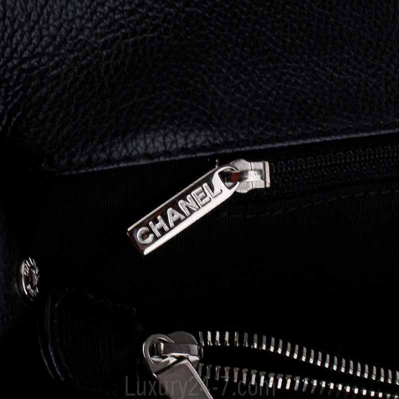 Chanel Black Cerf Tote w/ Strap Bag