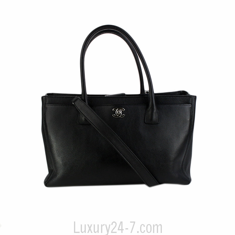 Chanel Black Cerf Tote w/ Strap Bag