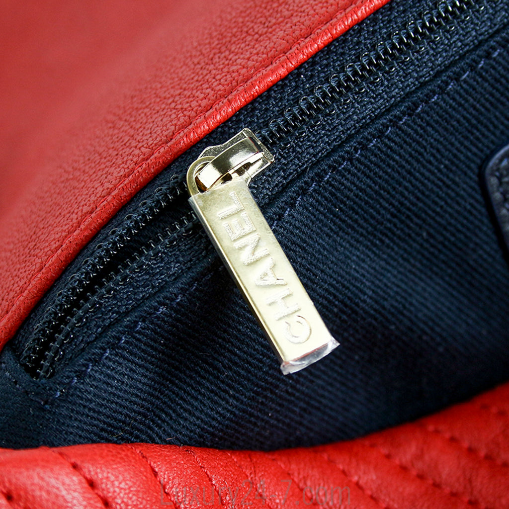 Chanel Red Chevron Medium Single Flap Bag