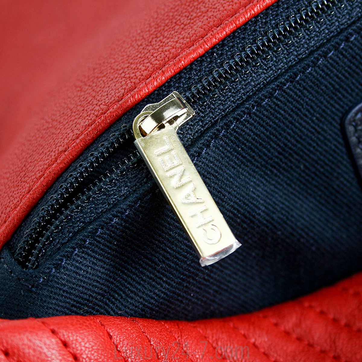 Chanel Red Chevron Medium Single Flap Bag