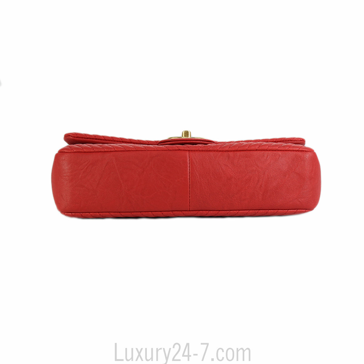 Chanel Red Chevron Medium Single Flap Bag
