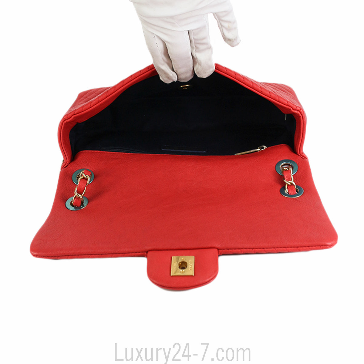 Chanel Red Chevron Medium Single Flap Bag