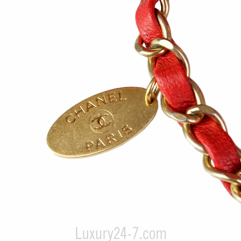 Chanel Red Chevron Medium Single Flap Bag