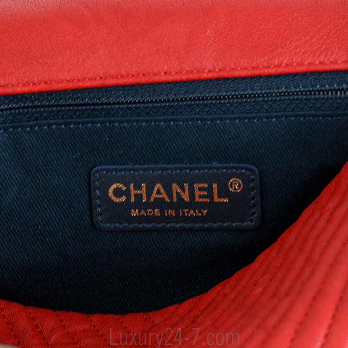 Chanel Red Chevron Medium Single Flap Bag