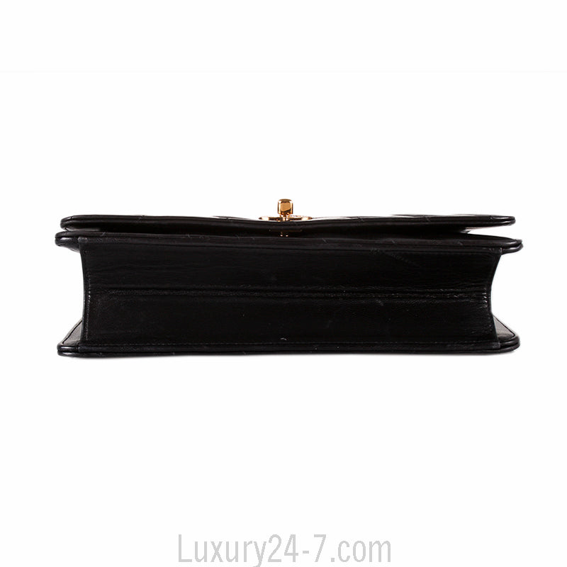 Chanel Black Lambskin Chevron Flap Bag