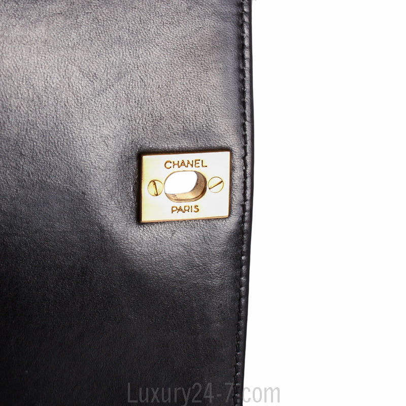 Chanel Black Lambskin Chevron Flap Bag