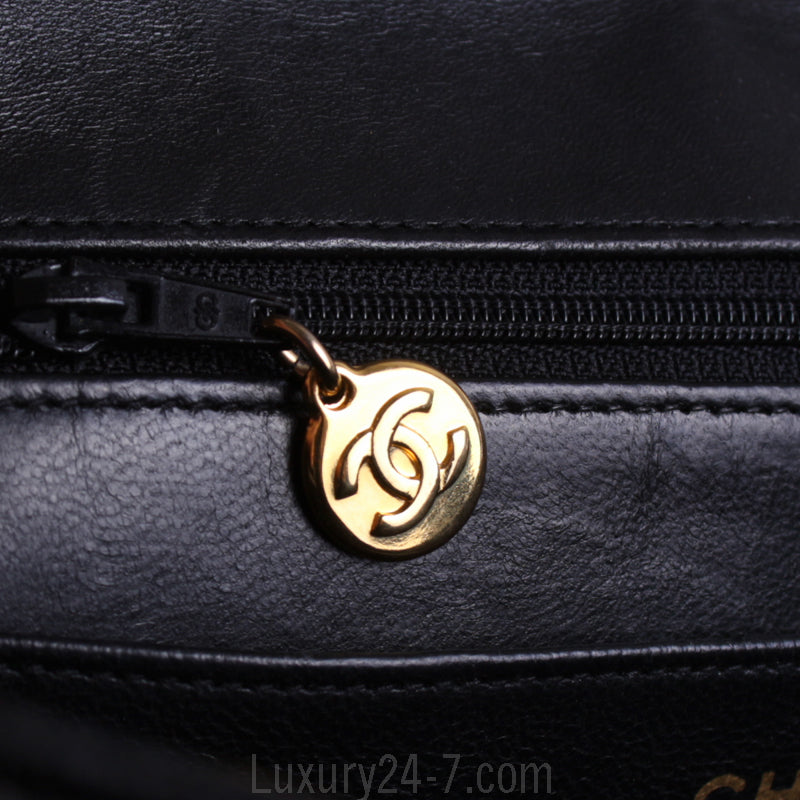 Chanel Black Lambskin Chevron Flap Bag