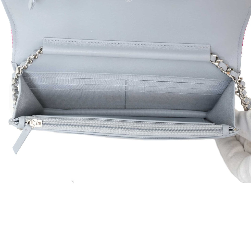 Chanel Boy Mesh Resin Fuschia Wallet On Chain