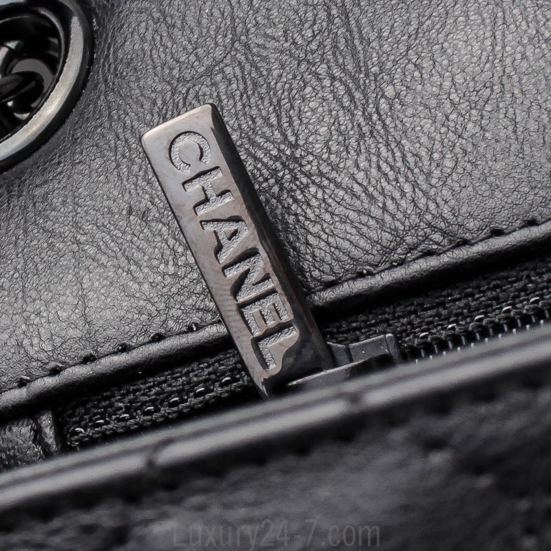 Chanel Crumpled Calfskin Quilted Mini Square So Black Bag