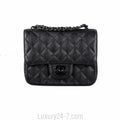Chanel Crumpled Calfskin Quilted Mini Square So Black Bag